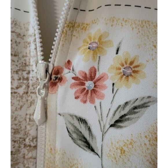 Alfred Dunner Womens Long Sleeve Zip Jacket Floral Petite Sz. 12P Beaded - Picture 3 of 9